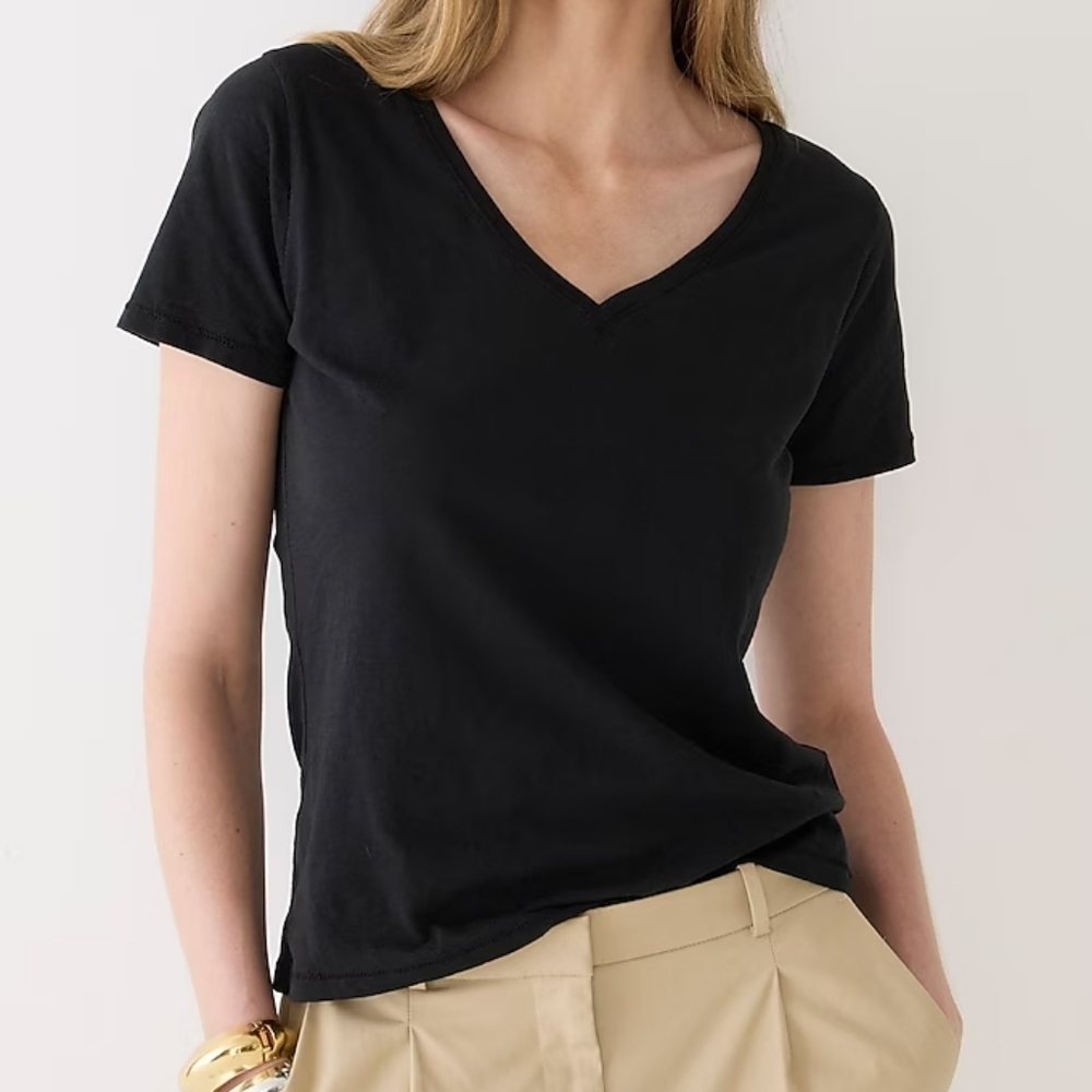 Vintage slub cotton V-neck tee